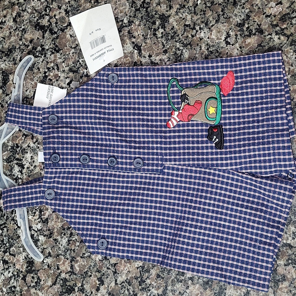 Baby overall 6-9 months blue plaid very cute  NWT